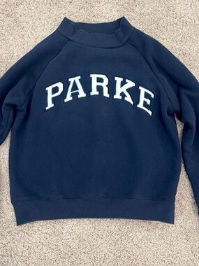 PARKE Sport Stripe Mockneck Sweatshirt Navy S/M